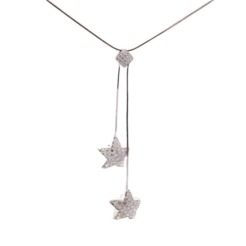 Collier étoiles diamants en or blanc 18k - Castafiore