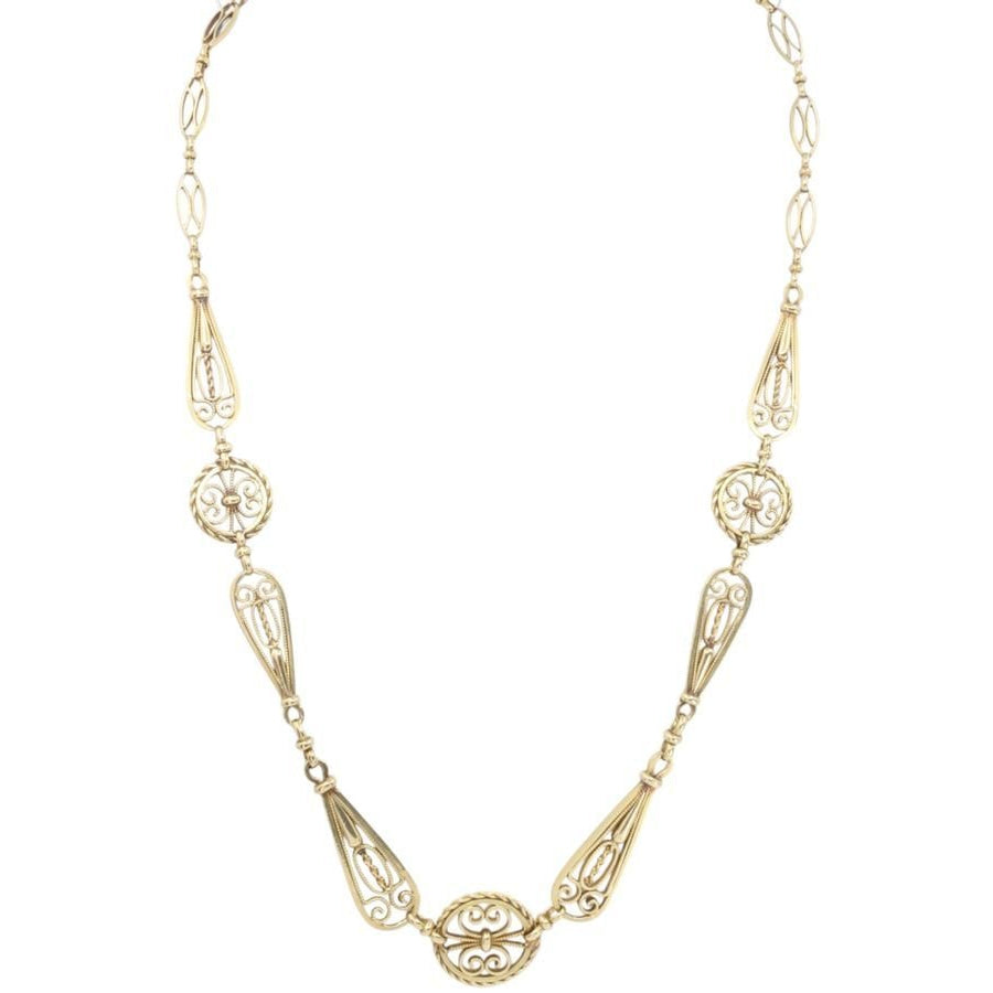 Collier filigrane ancien en or jaune - Castafiore