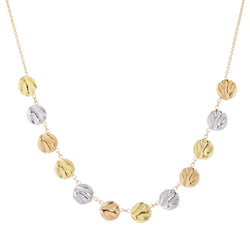 Collier Fin pastilles en or jaune, blanc et rose - Castafiore