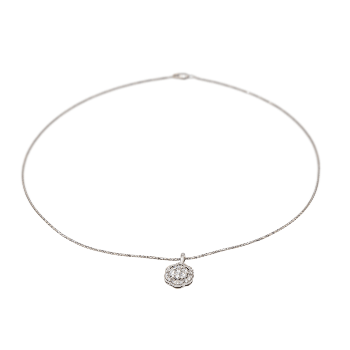 Collier Fleur Diamant en Or Blanc - Castafiore