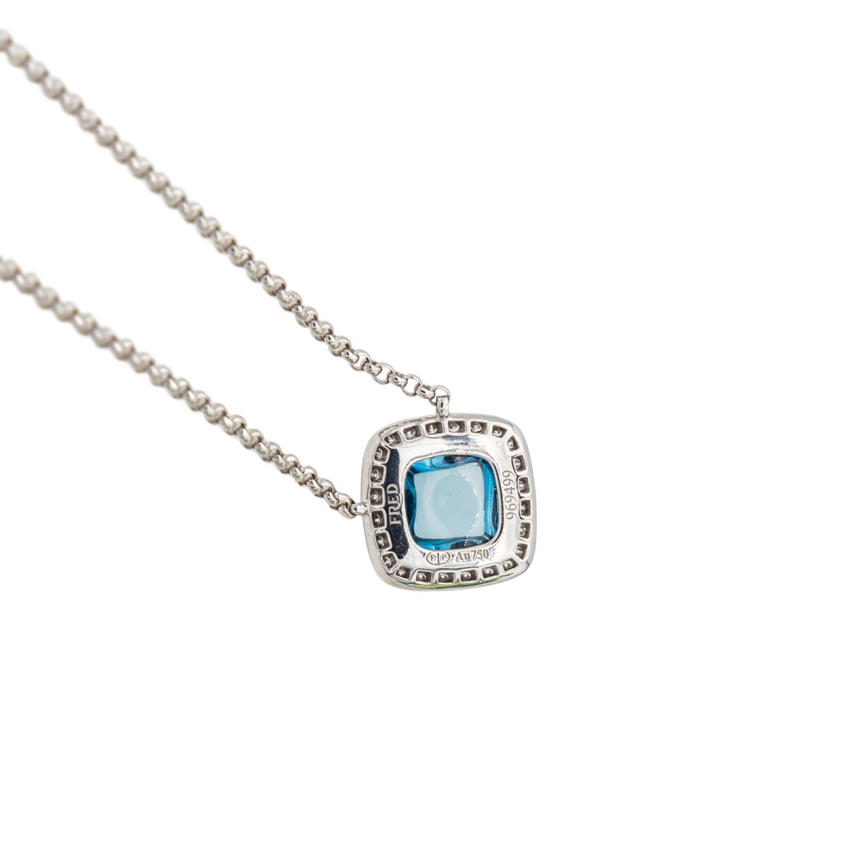 Collier FRED "Pain de sucre" en or blanc, topaze et diamants - Castafiore