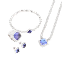 Collier FRED "Pain de sucre" en or gris 18 Cts avec tanzanite et diamants. - Castafiore