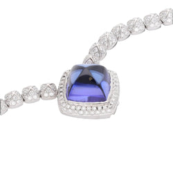 Collier FRED "Pain de sucre" en or gris 18 Cts avec tanzanite et diamants. - Castafiore