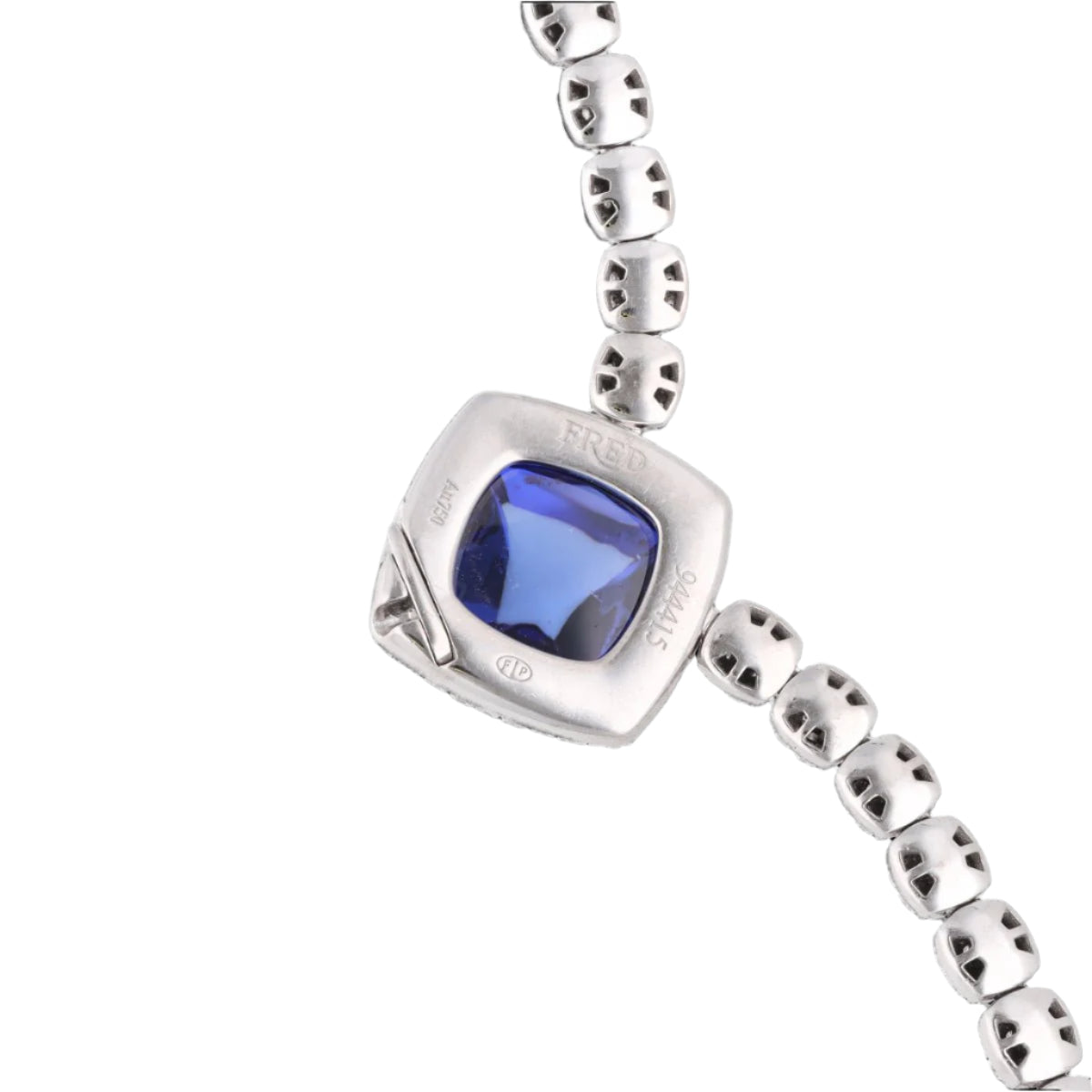 Collier FRED "Pain de sucre" en or gris 18 Cts avec tanzanite et diamants. - Castafiore