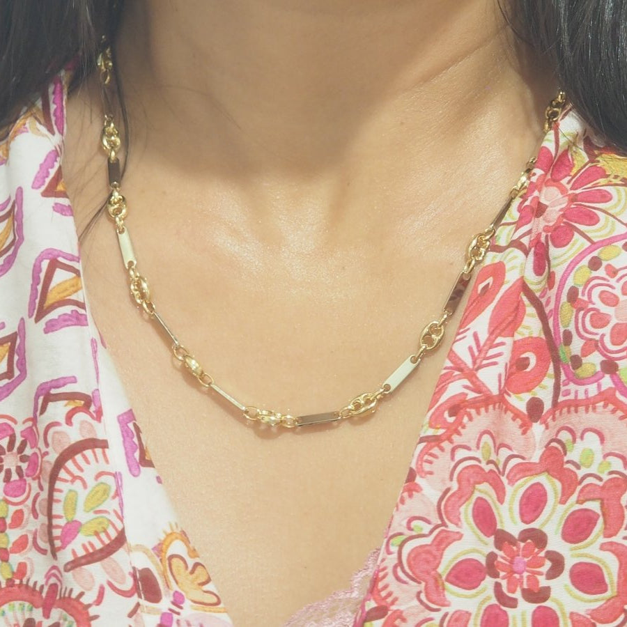 Collier grain de café or jaune et blanc - Castafiore