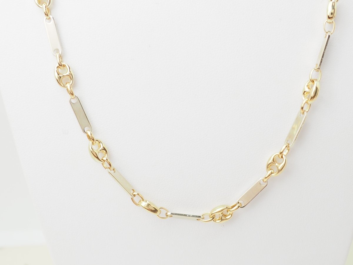 Collier grain de café or jaune et blanc - Castafiore