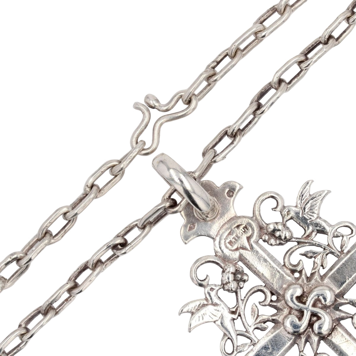 Collier H. TEGUY Croix basque en argent - Castafiore