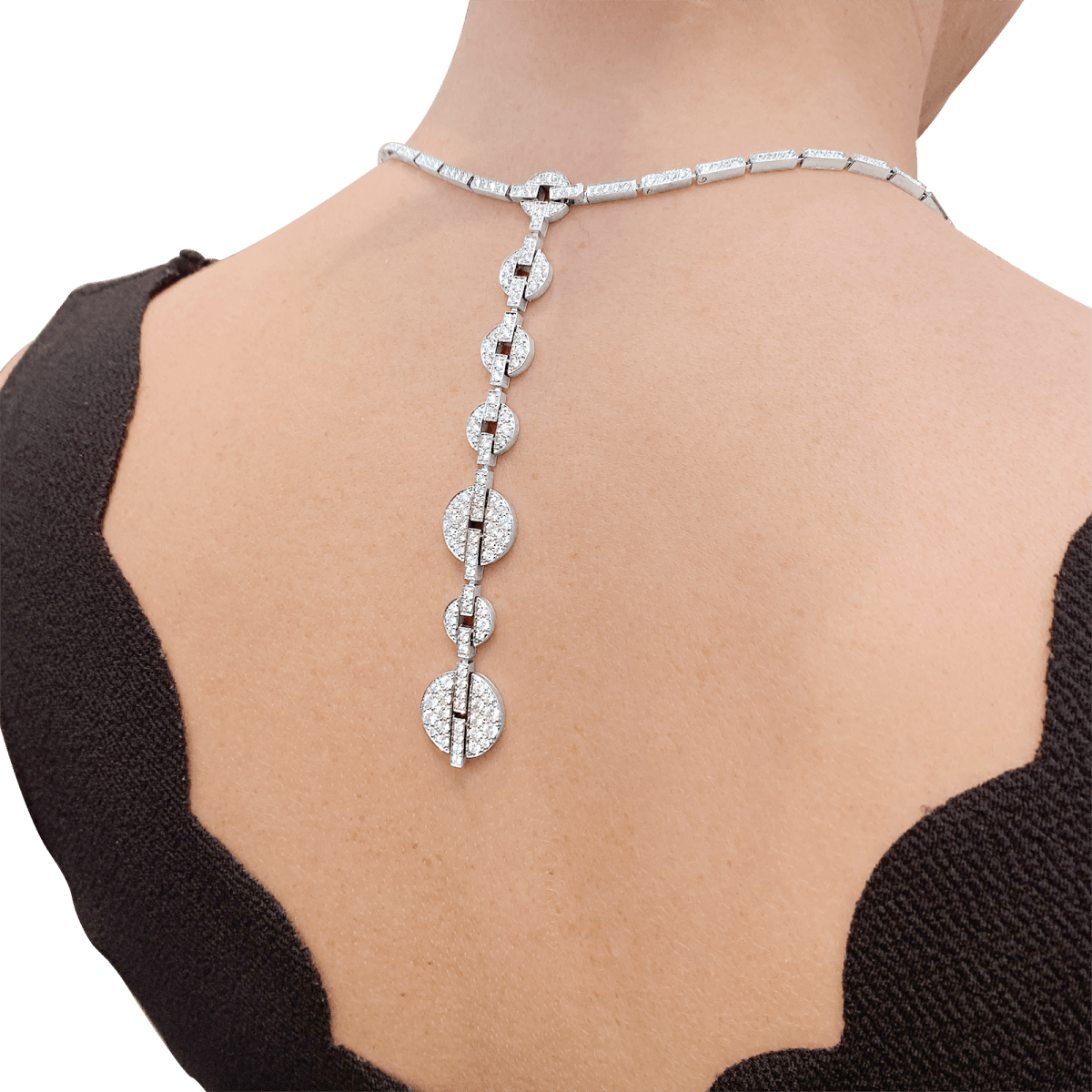 Collier Haute Joaillerie Cartier "Himalia" or blanc, diamants. - Castafiore