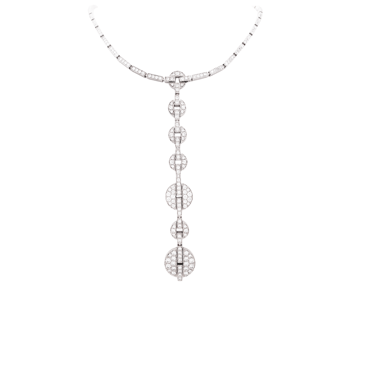 Collier Haute Joaillerie Cartier "Himalia" or blanc, diamants. - Castafiore