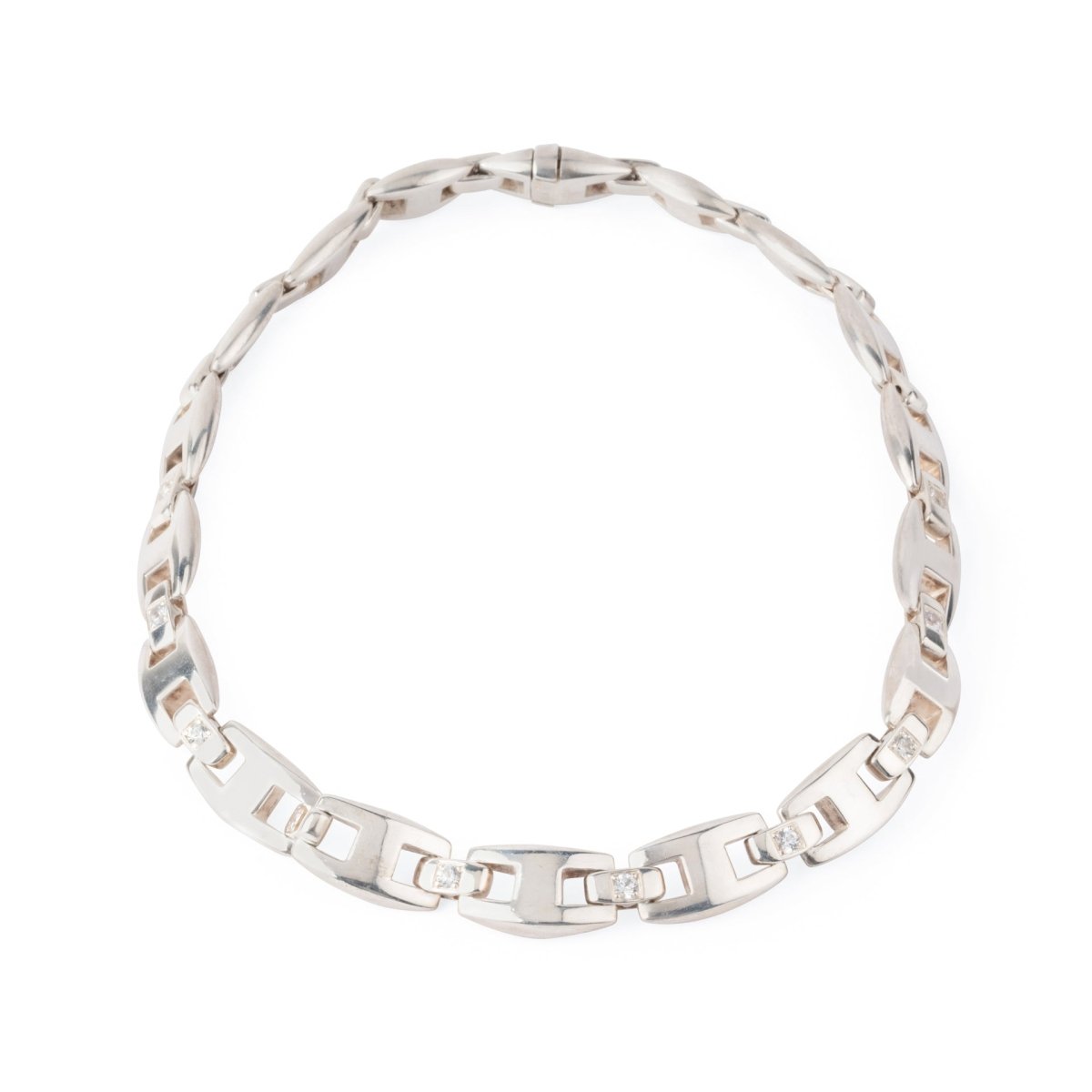 Collier HERMÈS "Cassiopée" en argent et saphirs blancs - Castafiore