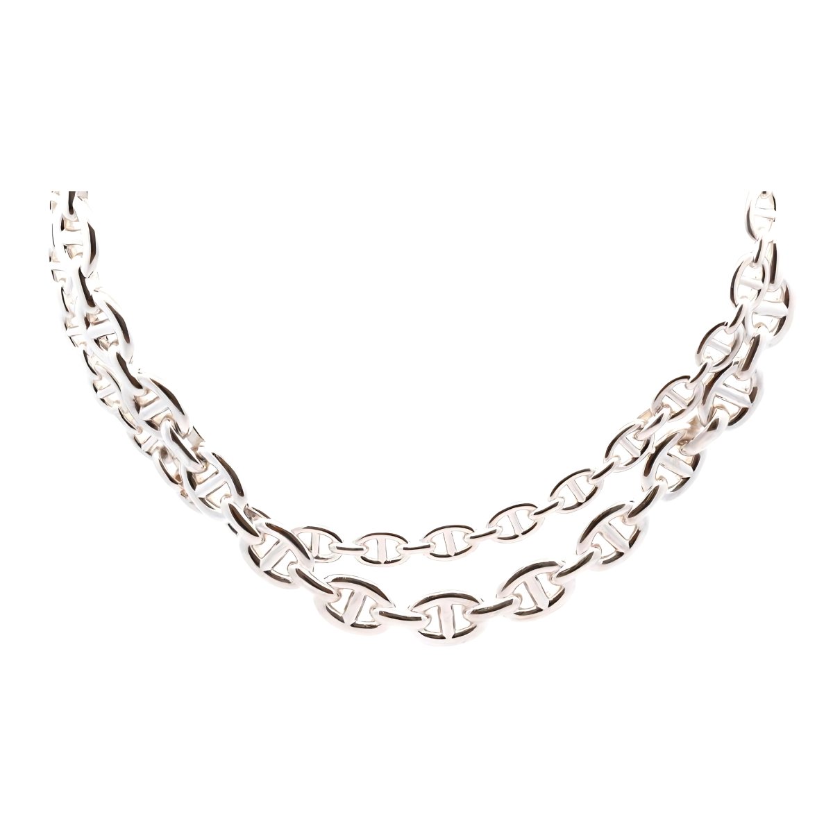 Collier HERMÈS "chaîne d'Ancre Enchaînée" en argent - Castafiore