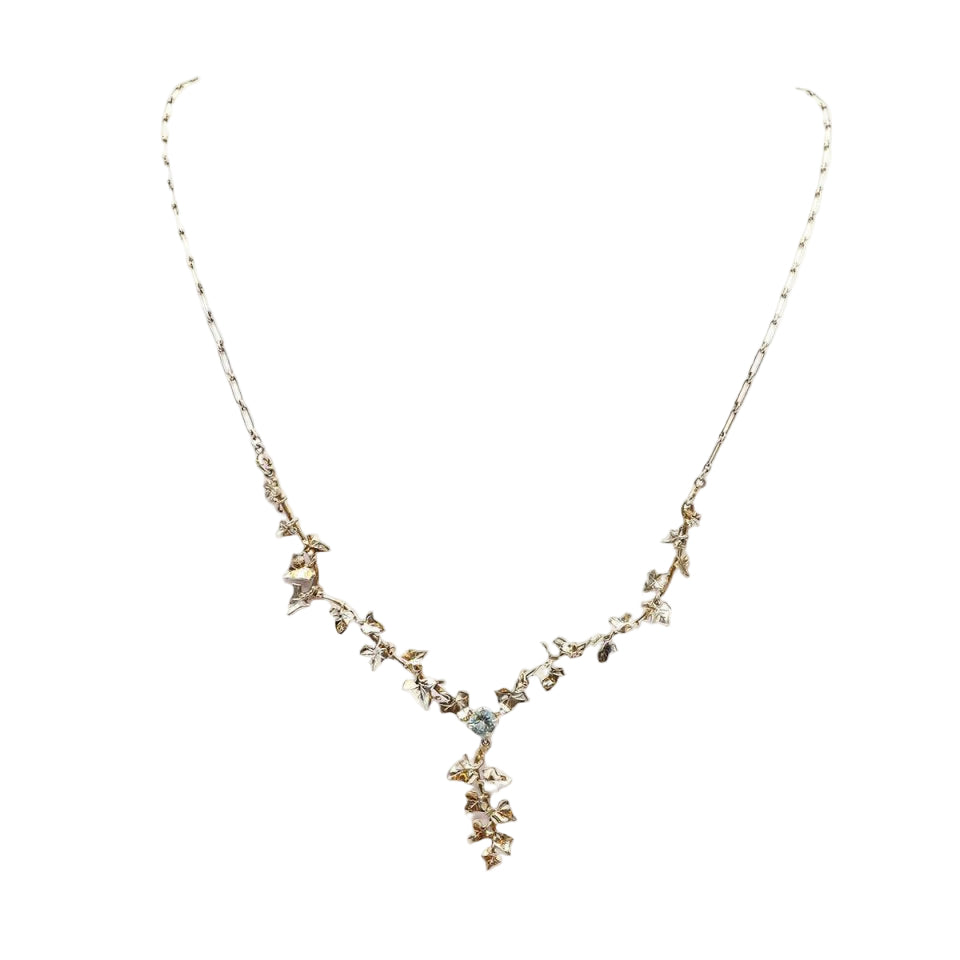 Collier lierre en platine et aigue - marine - Castafiore