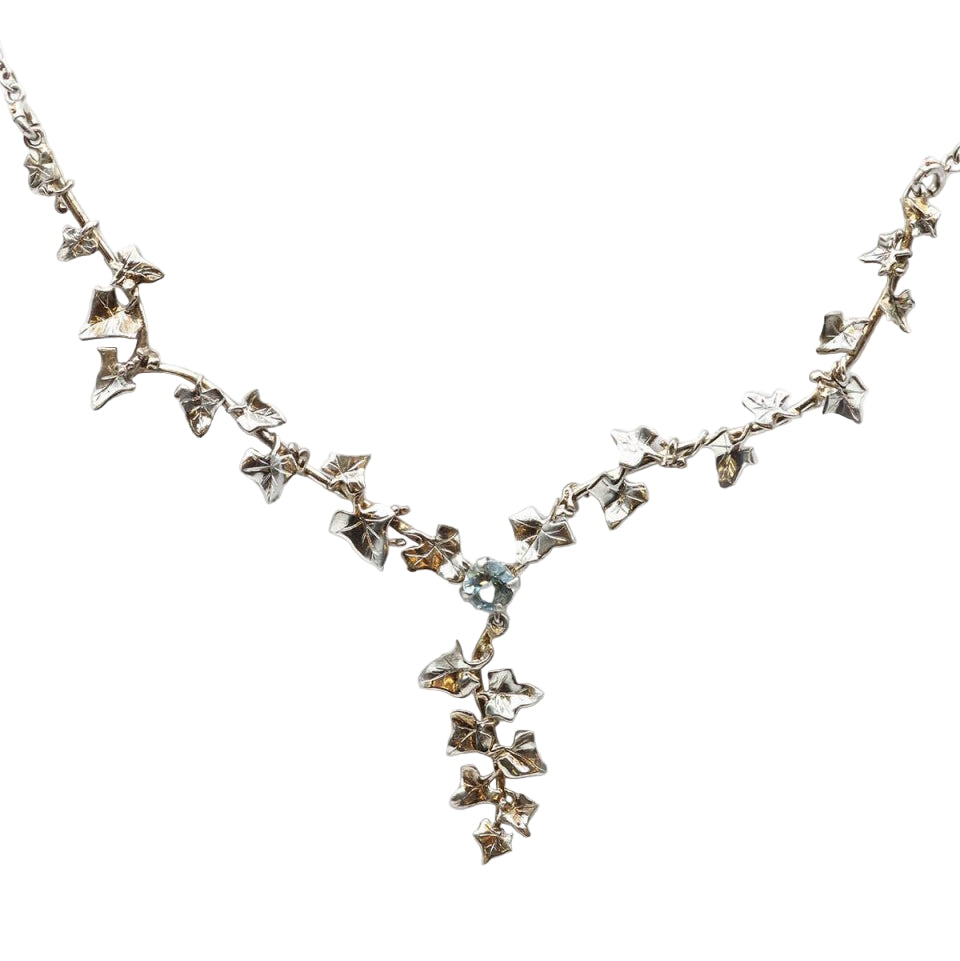 Collier lierre en platine et aigue - marine - Castafiore