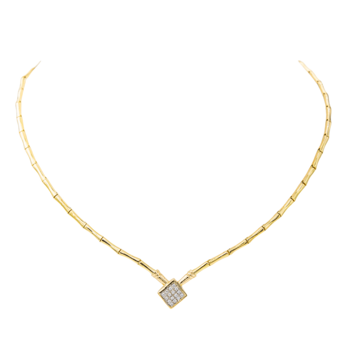 Collier Losange Diamant en Or Jaune 750 - Castafiore
