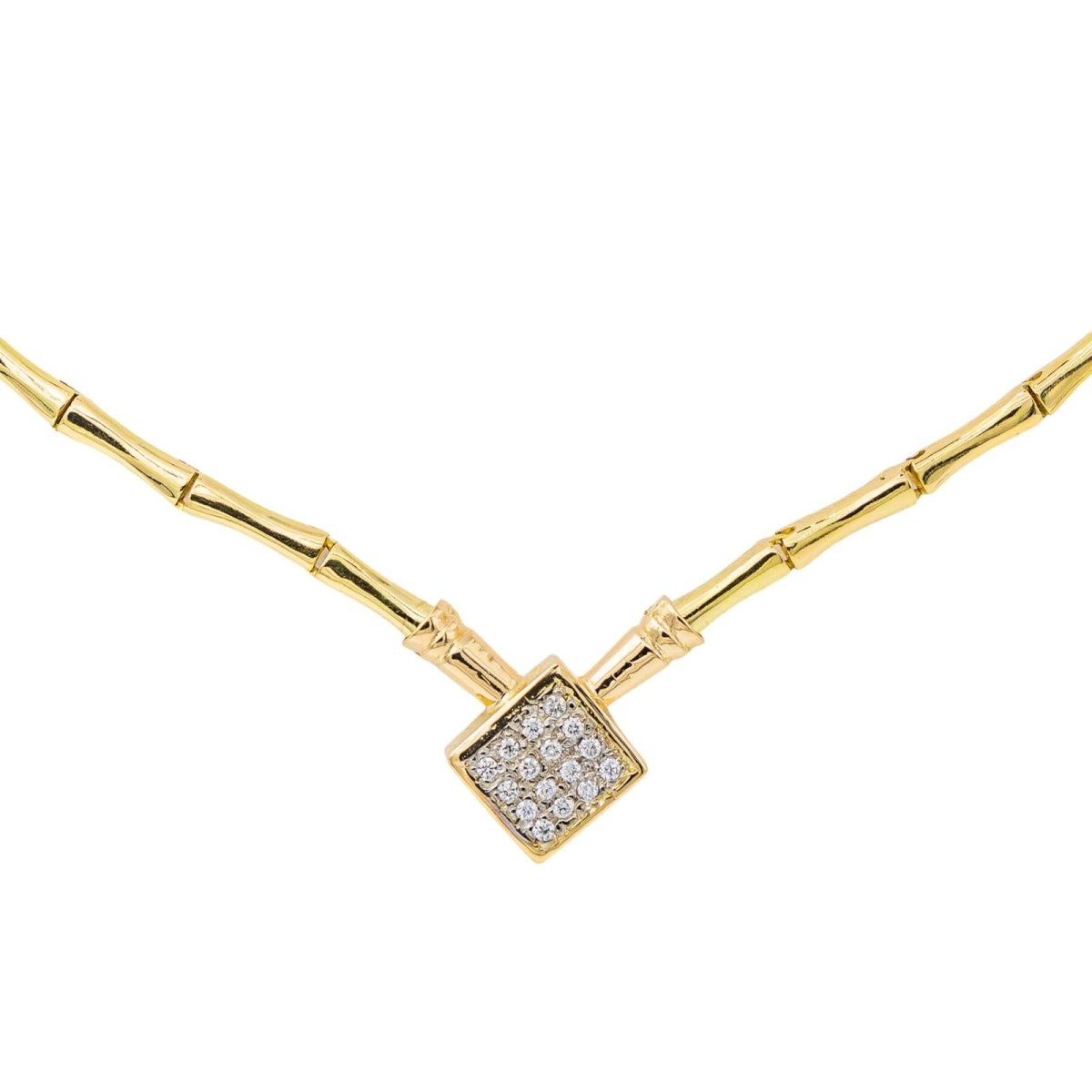 Collier Losange Diamant en Or Jaune 750 - Castafiore