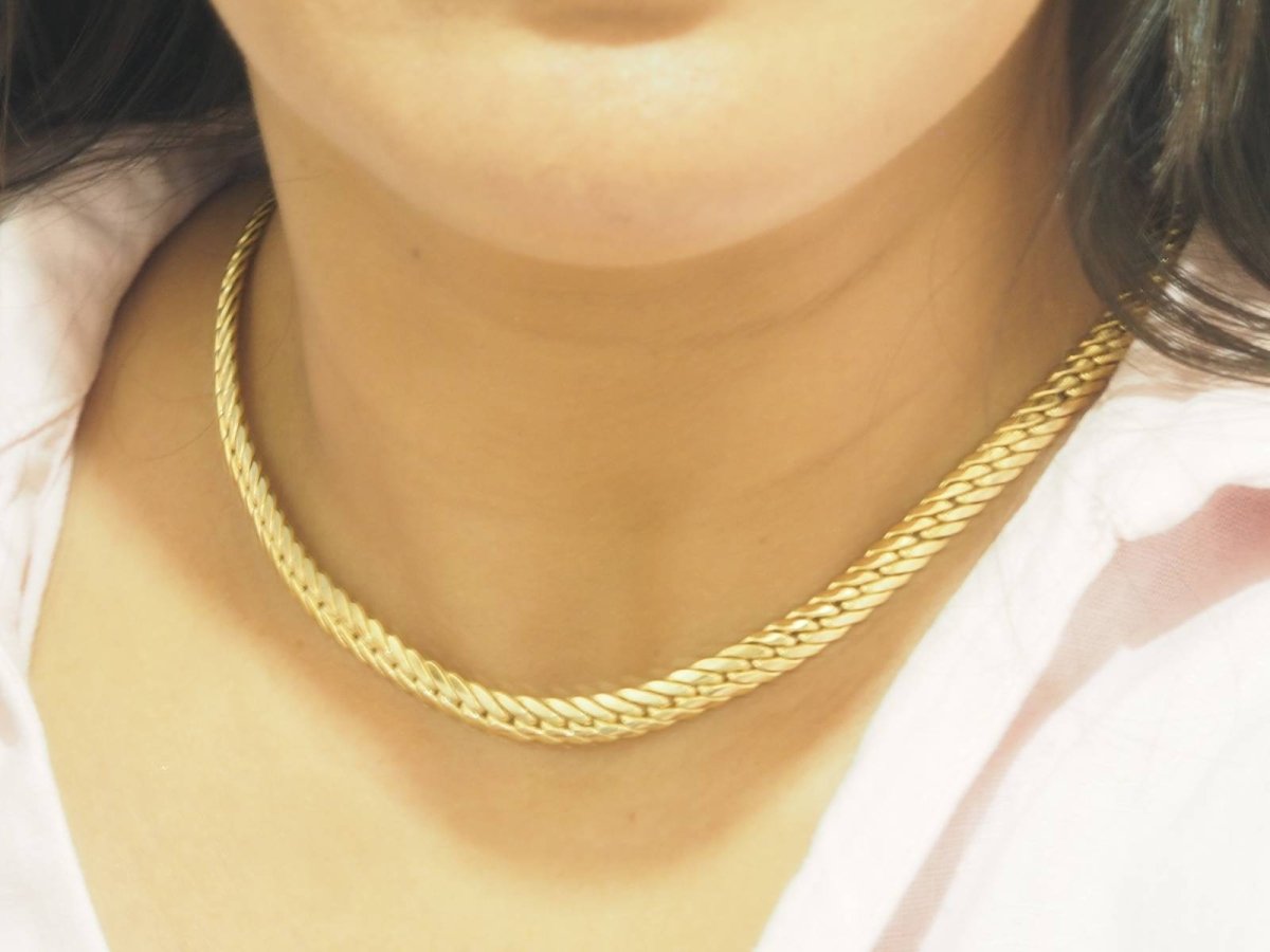 Collier maille anglaise en or jaune - Castafiore