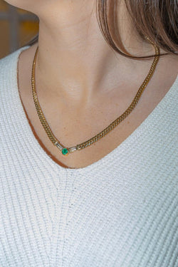 Collier Maille anglaise Or jaune Emeraude - Castafiore