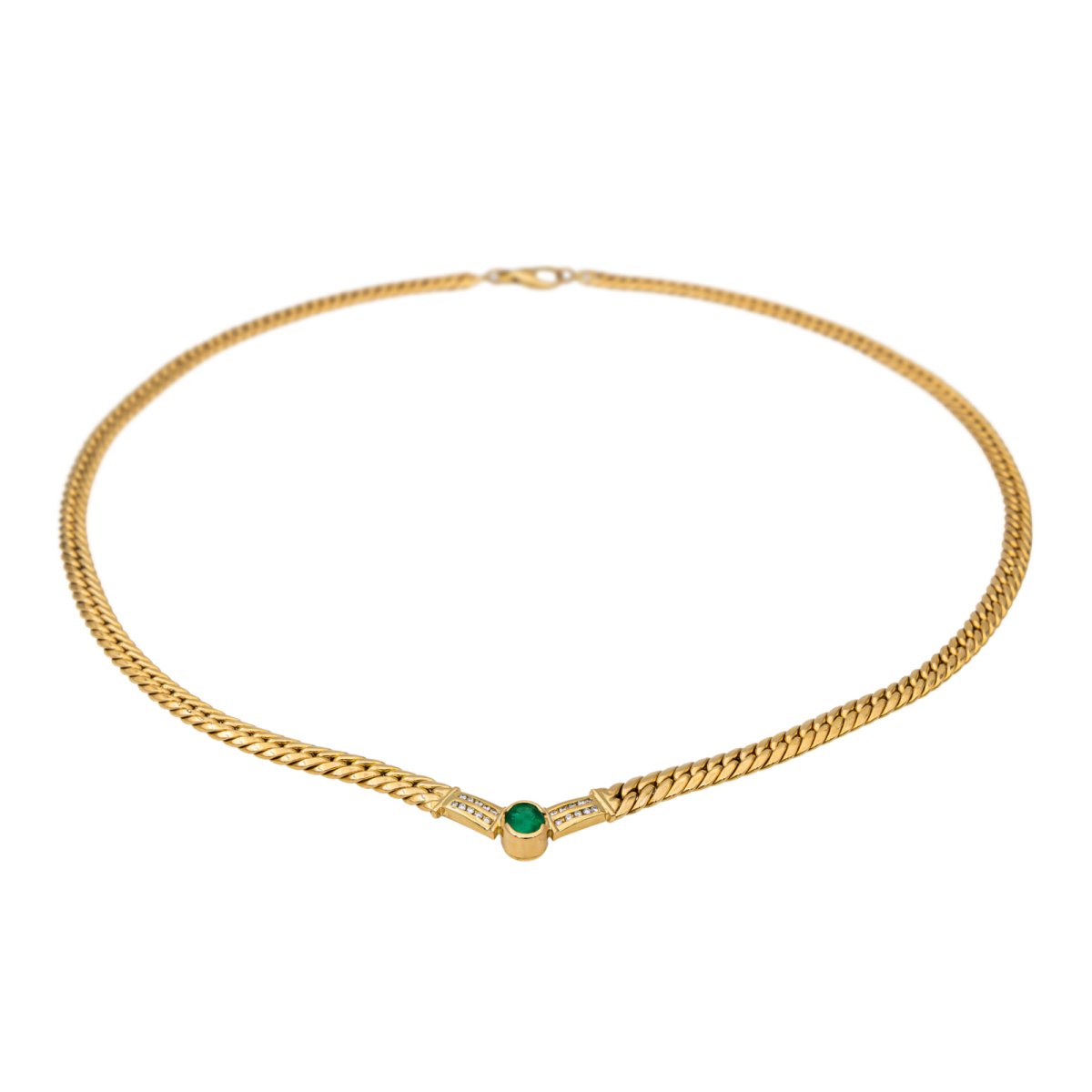 Collier Maille anglaise Or jaune Emeraude - Castafiore