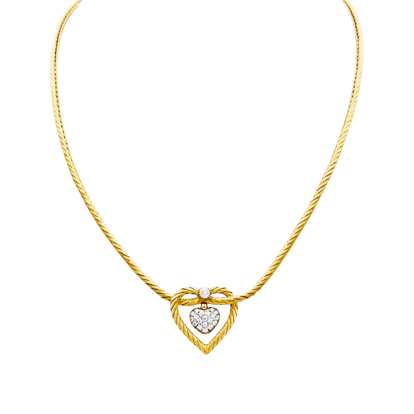 Collier Maille BUCCELLATI "Valentina" en or jaune, or blanc et diamants - Castafiore