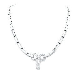 Collier Maille CARTIER "Agrafe" en or blanc et diamants - Castafiore