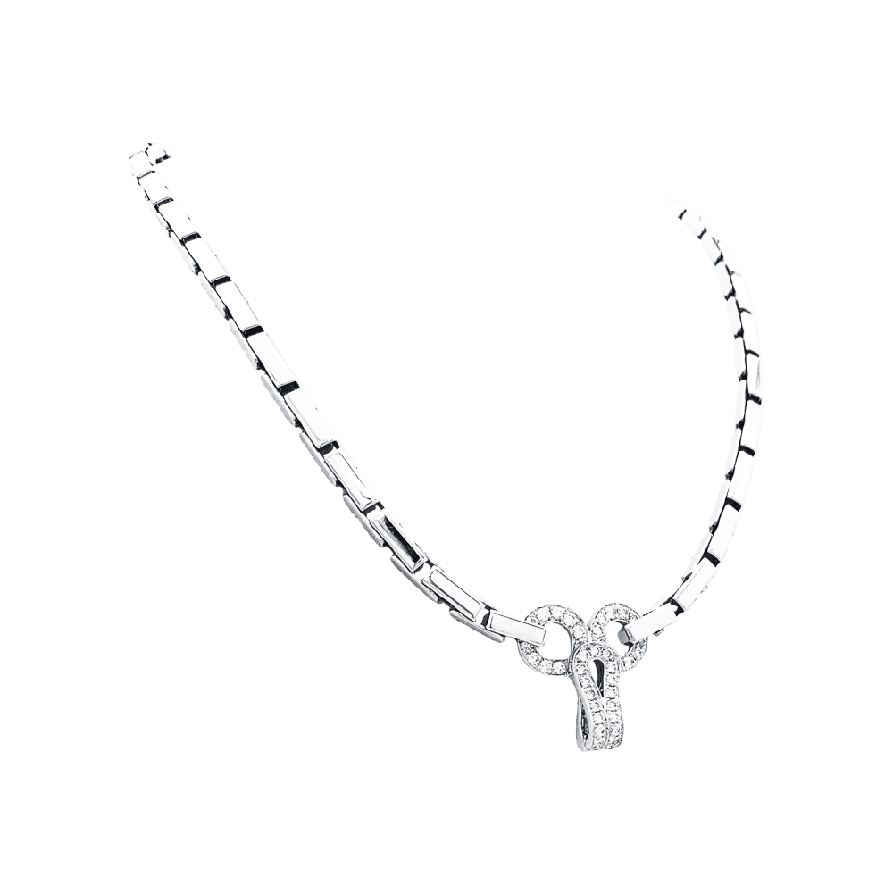 Collier Maille CARTIER "Agrafe" en or blanc et diamants - Castafiore