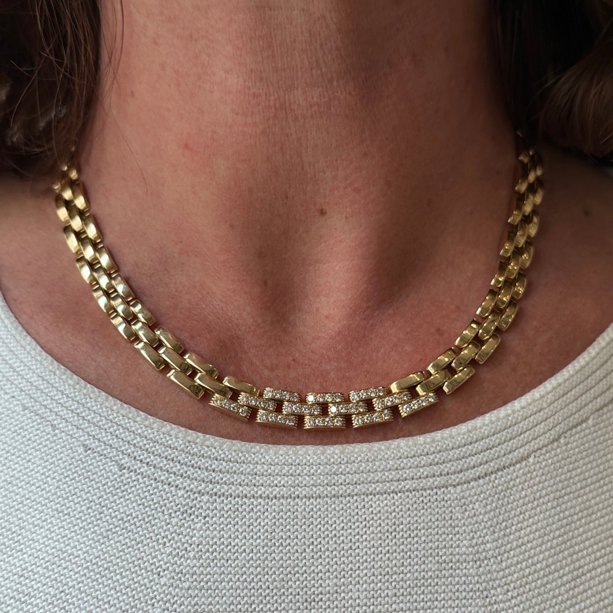 Collier Maille CARTIER "Panthère" en or jaune et diamants - Castafiore