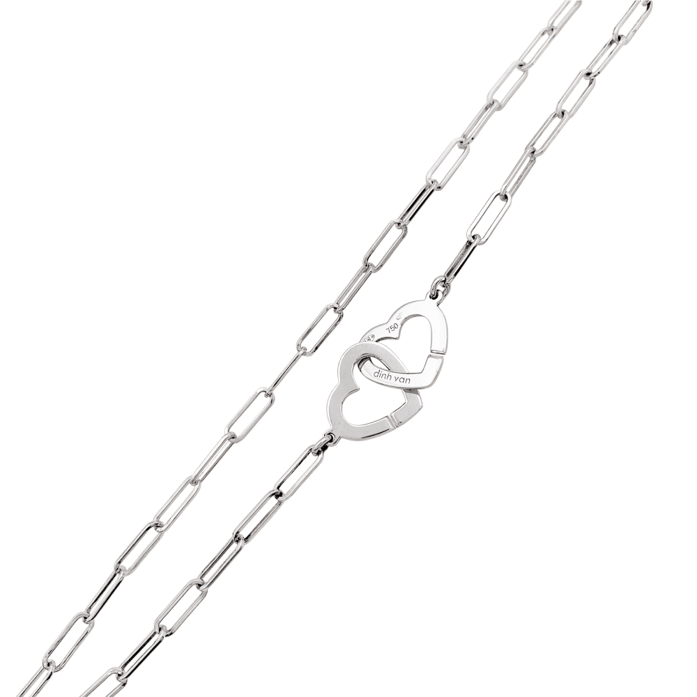 Necklace Dinh Van, "Double Hearts white gold.