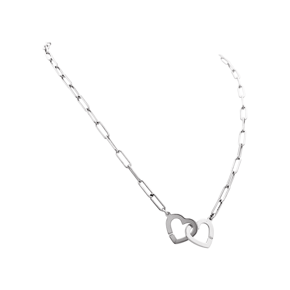 Necklace Dinh Van, "Double Hearts white gold.
