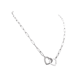Necklace Dinh Van, "Double Hearts white gold.