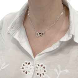 Necklace Dinh Van, "Double Hearts white gold.