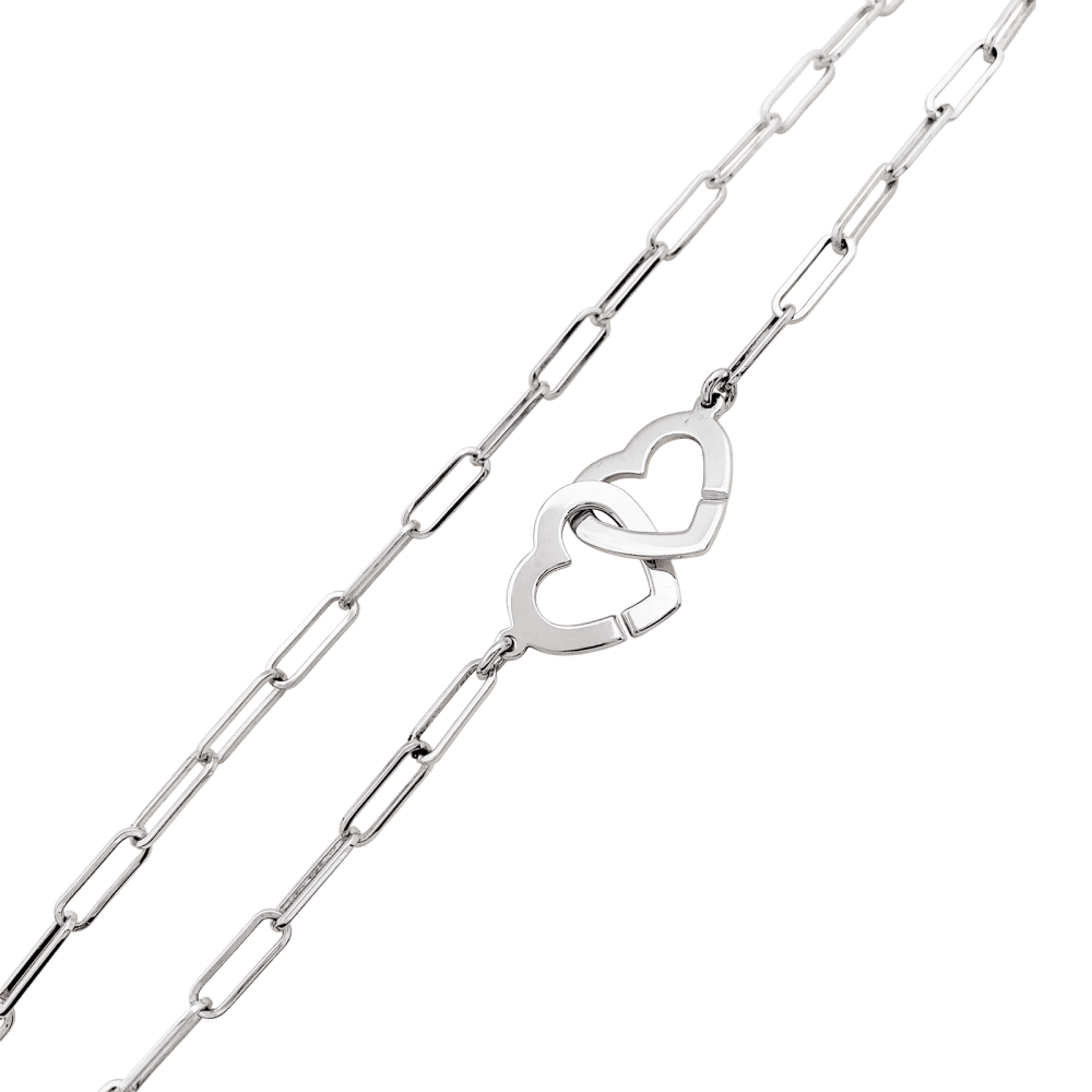 Necklace Dinh Van, "Double Hearts white gold.