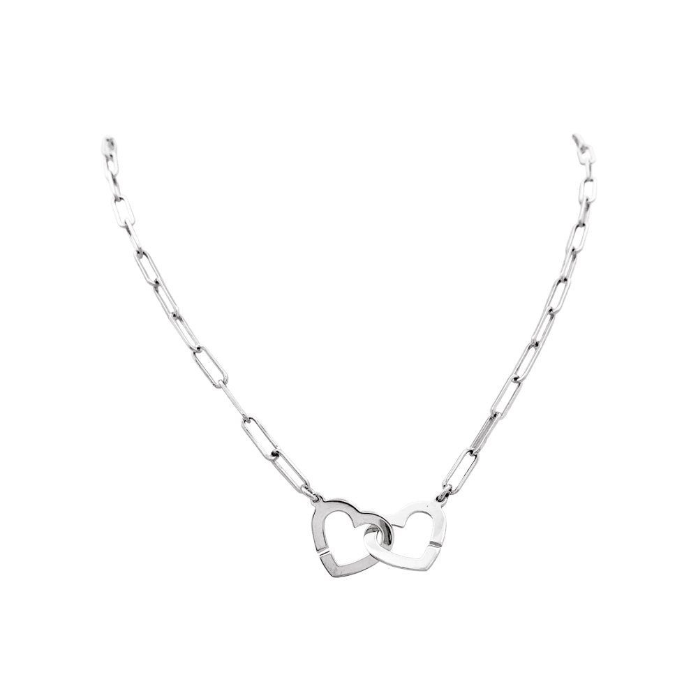 Necklace Dinh Van, "Double Hearts white gold.