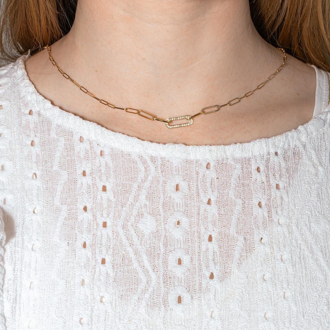 Dinh Van Necklace Yellow gold link diamond