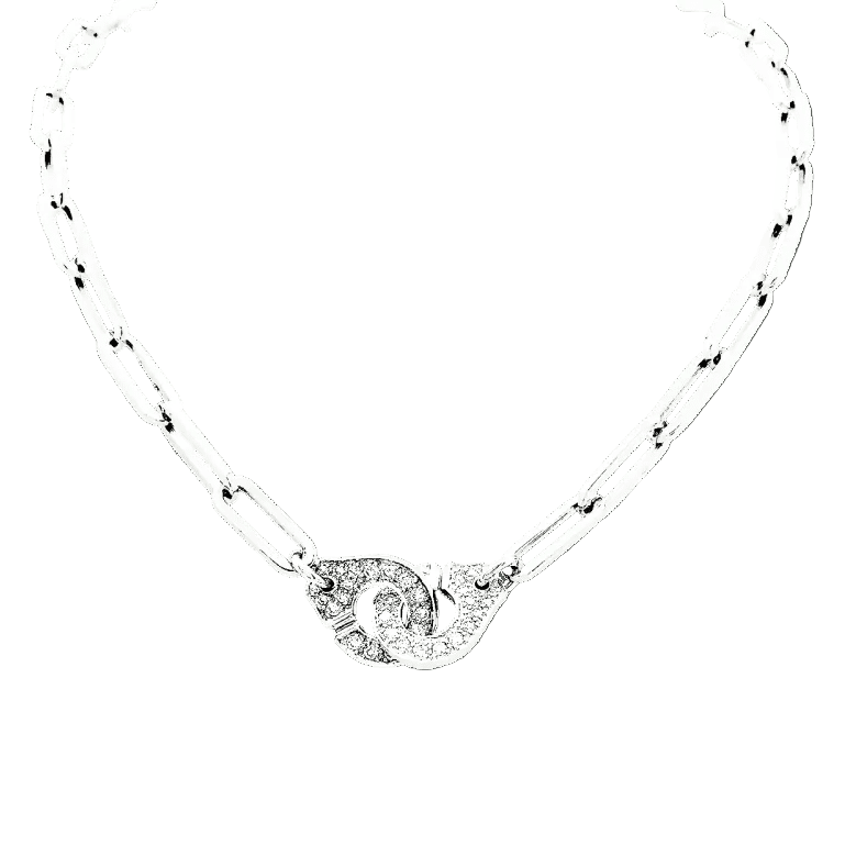 Necklace Dinh Van, "Handcuffs", white gold and diamonds.
