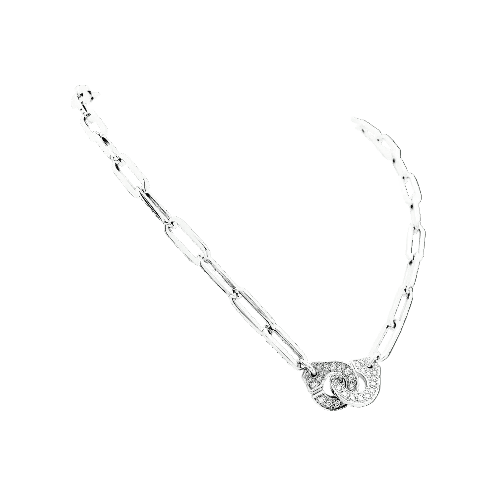 Necklace Dinh Van, "Handcuffs", white gold and diamonds.