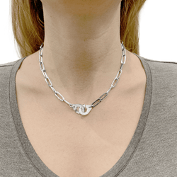 Necklace Dinh Van, "Handcuffs", white gold and diamonds.