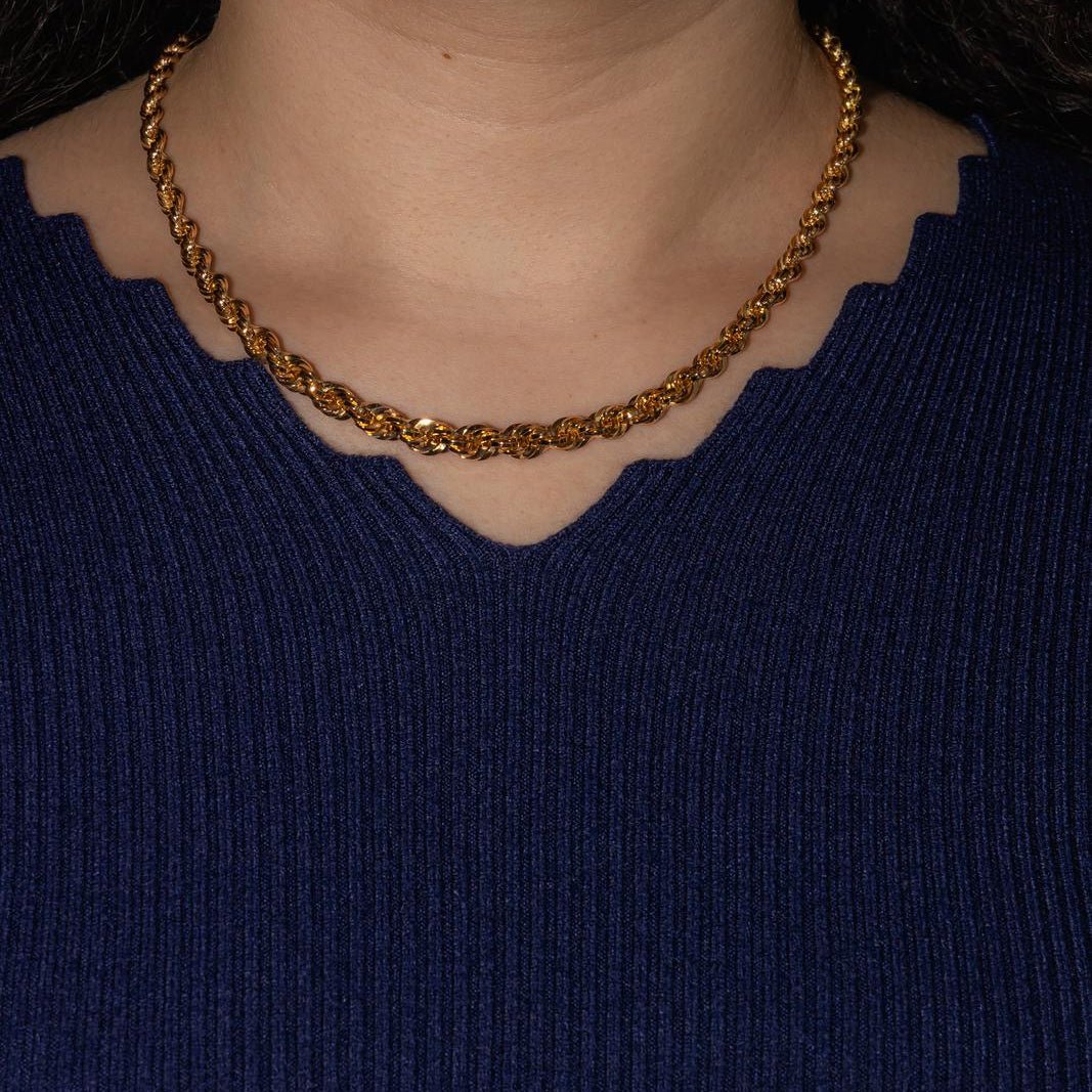 Necklace Twisted mesh Yellow gold
