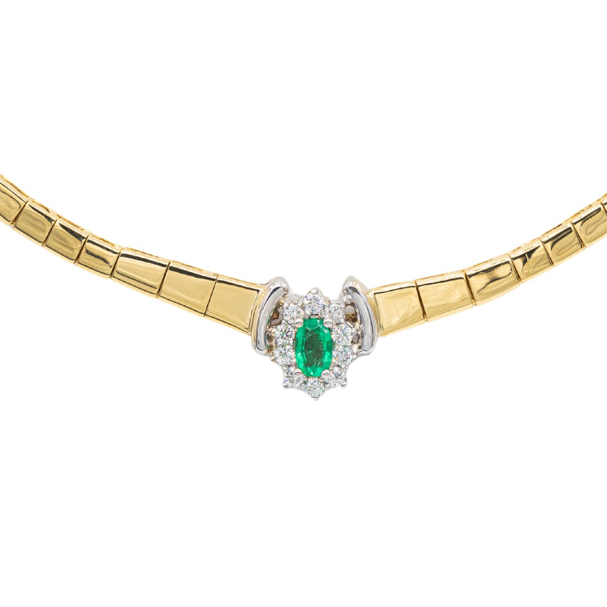 Collier Maille en or jaune, émeraude, et diamants - Castafiore