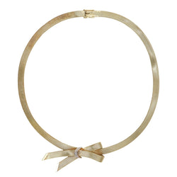 Necklace ribbon yellow gold diamonds