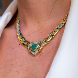 Collier Maille en or jaune, or blanc, émeraude et diamants - Castafiore
