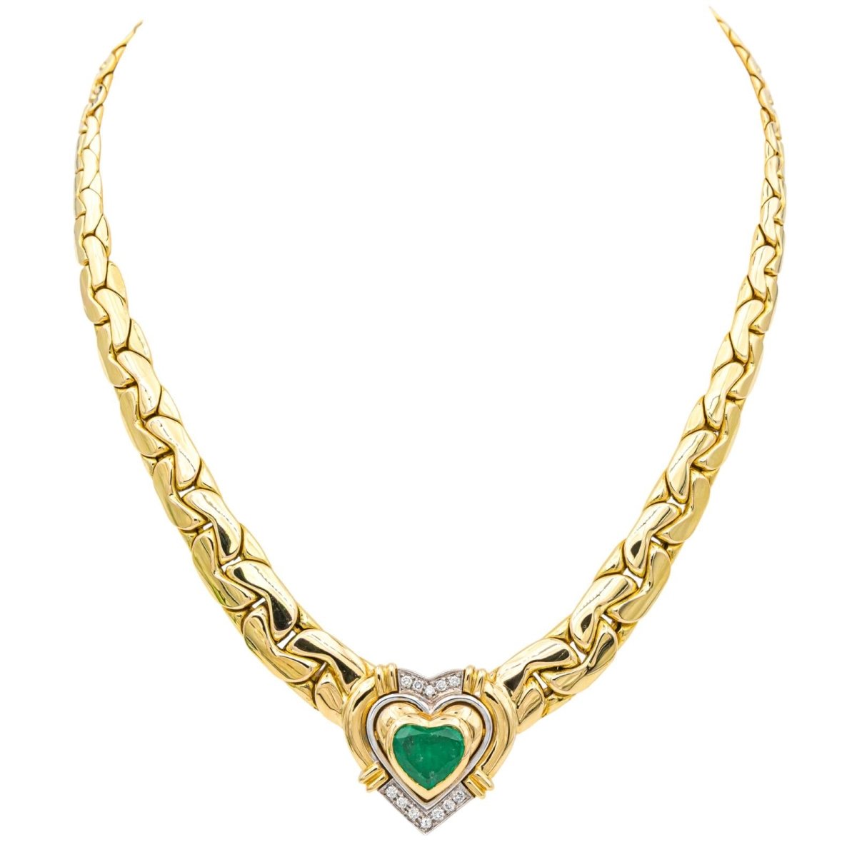 Collier Maille en or jaune, or blanc, émeraude et diamants - Castafiore