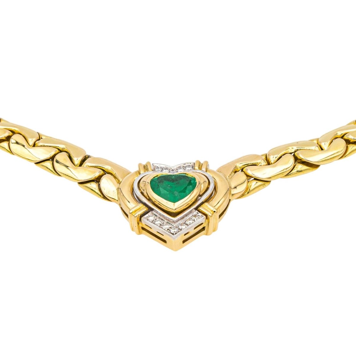 Collier Maille en or jaune, or blanc, émeraude et diamants - Castafiore