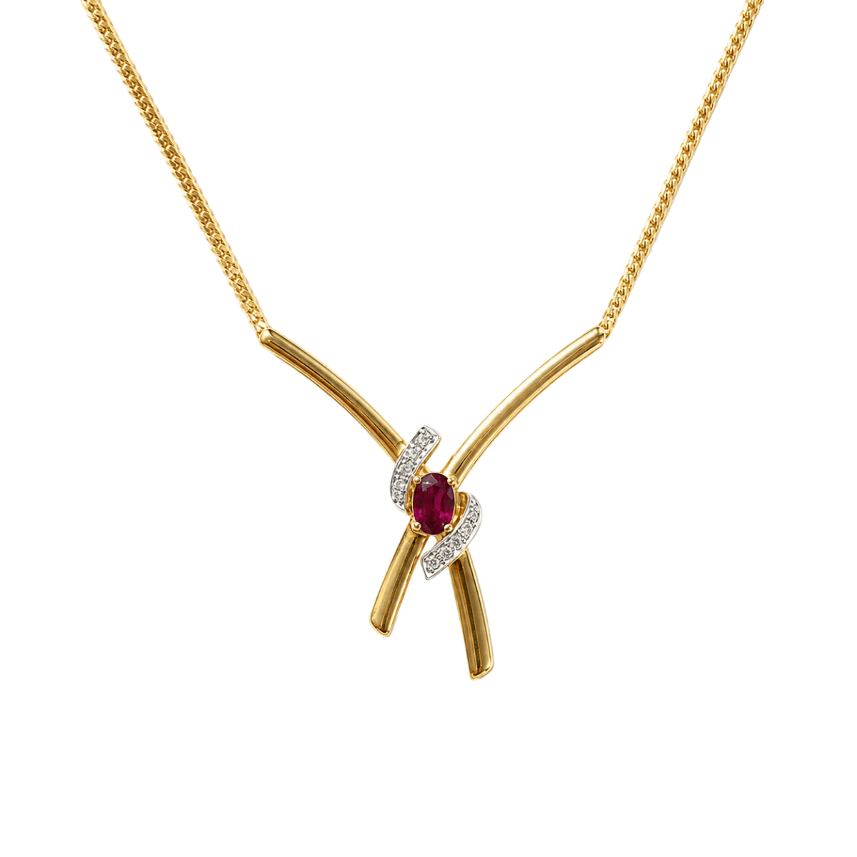 Collier Maille en or jaune, rubis et diamants - Castafiore