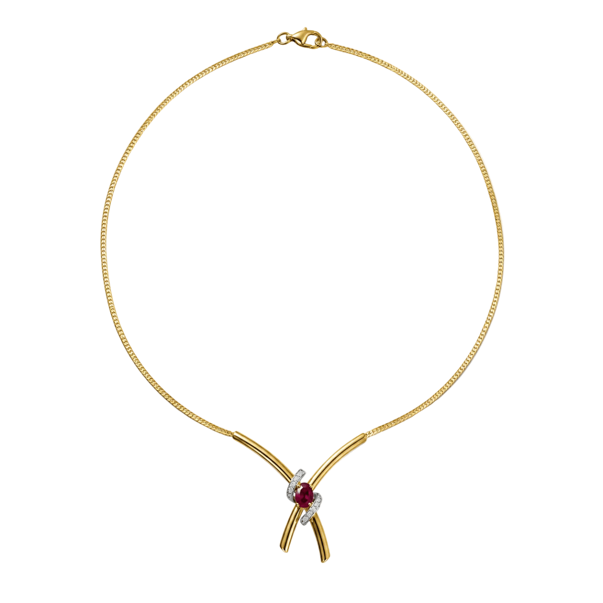 Collier Maille en or jaune, rubis et diamants - Castafiore