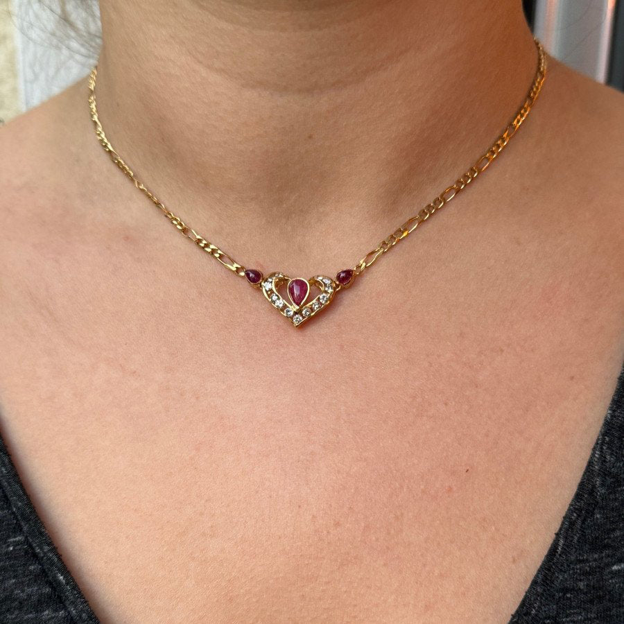 Collier Maille en or jaune, rubis et diamants - Castafiore