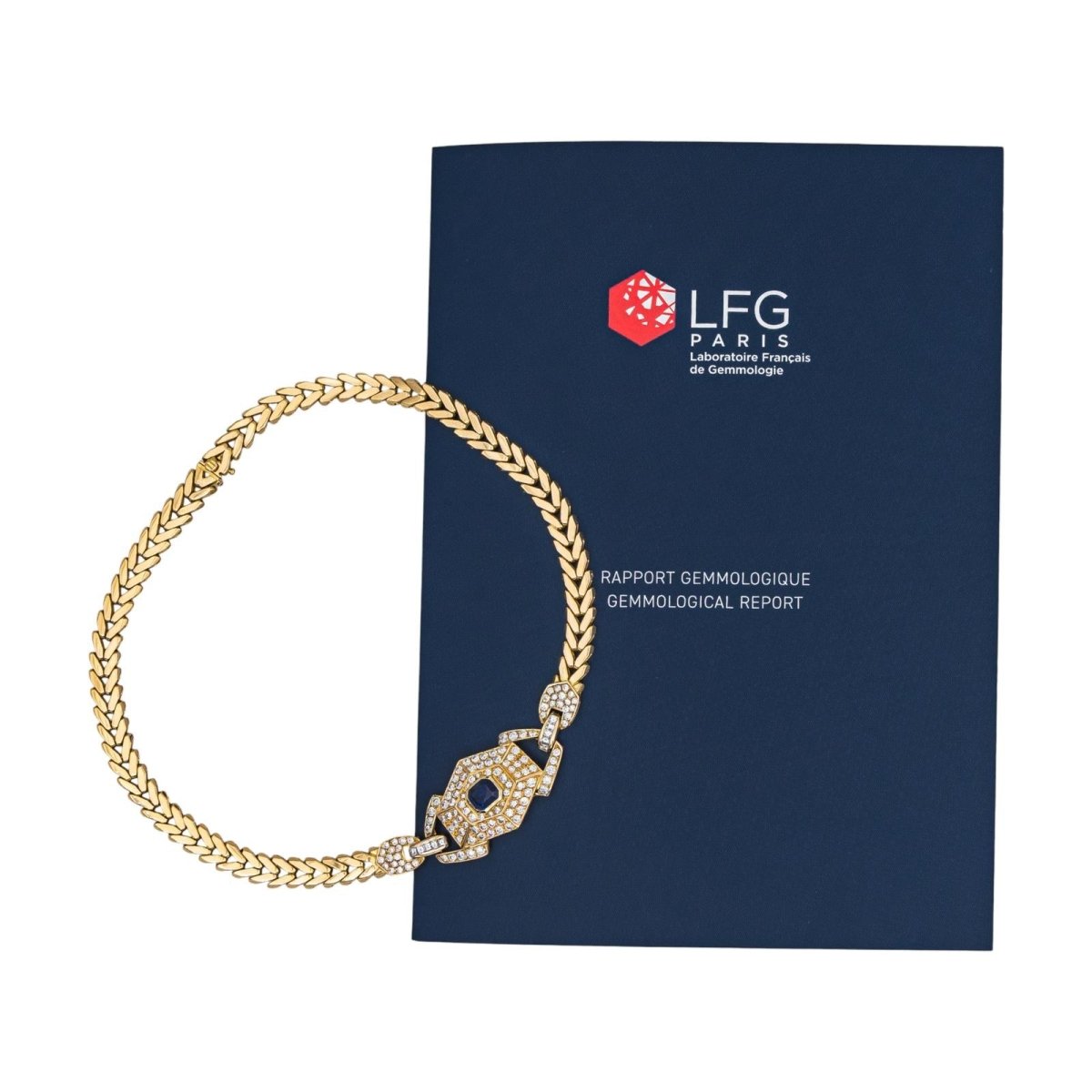 Collier Maille en or jaune, saphir et diamants - Castafiore