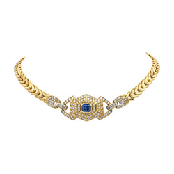 Collier Maille en or jaune, saphir et diamants - Castafiore