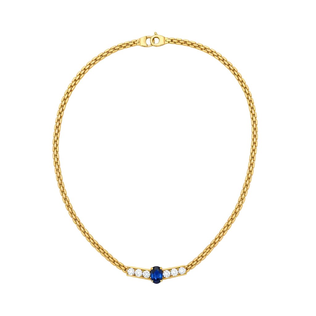Collier Maille en or jaune, saphir et diamants - Castafiore