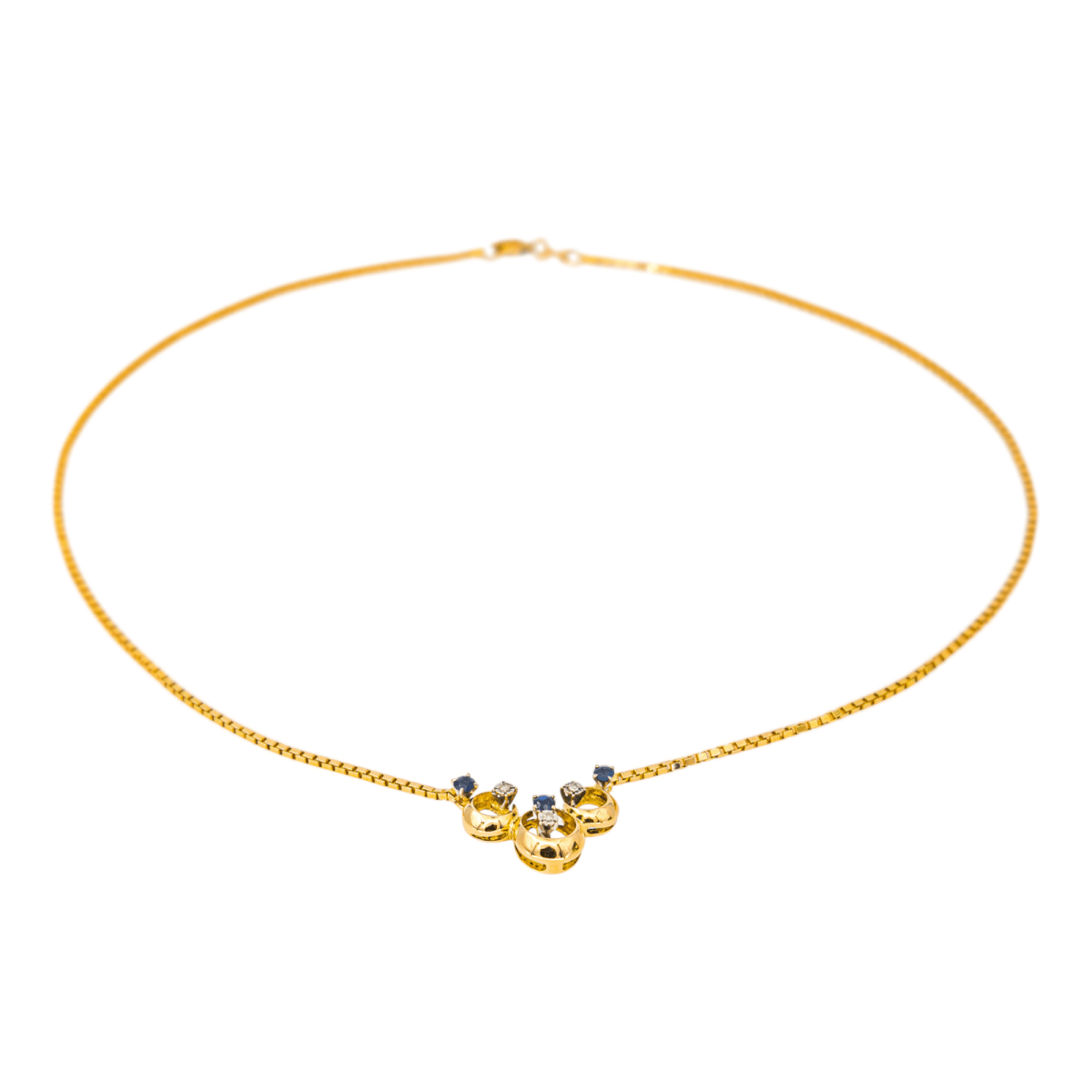 Collier Maille en or jaune, saphirs et diamants - Castafiore