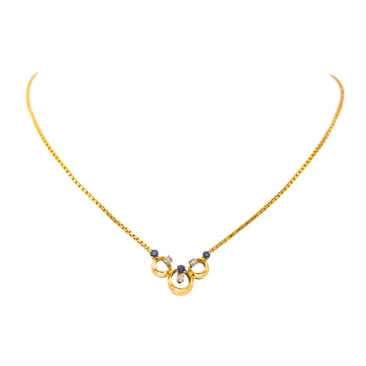 Collier Maille en or jaune, saphirs et diamants - Castafiore